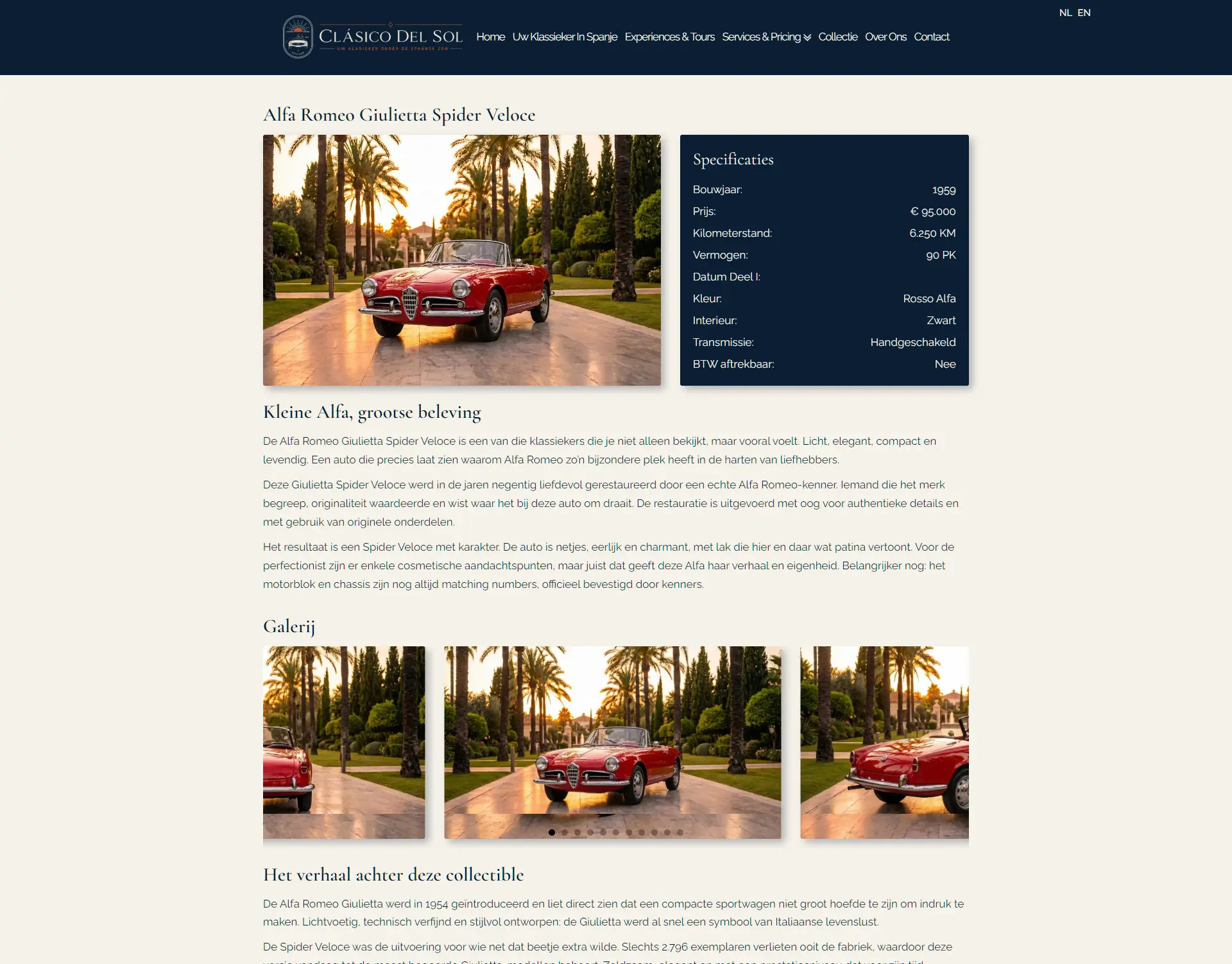 Autopagina Alfa van Clasico del Sol