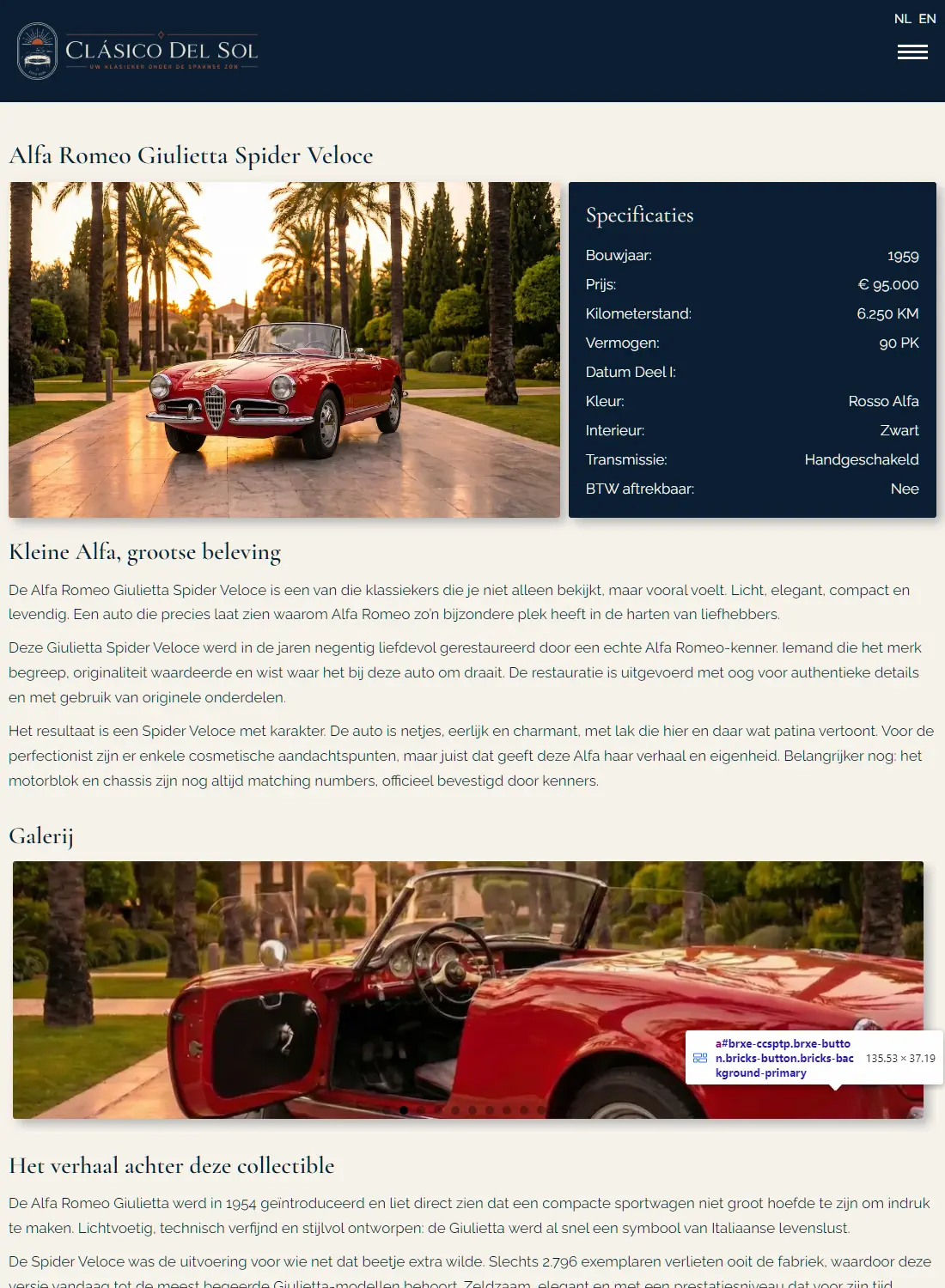 Autopagina Alfa van Clasico del Sol